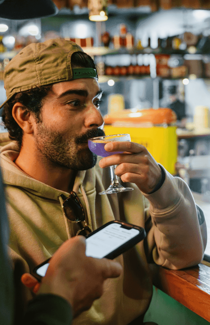 I can't believe how easy and fun it is! I got to try something new, answer a quick question, and enjoy a really great cocktail. It wasn't pushy or gimmicky, just a cool experience. I already ordered another!